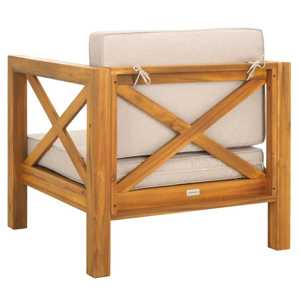 Crewe Outdoor Arm Chair – Acacia Wood Patio Chair with Cushions