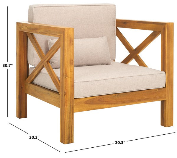 Crewe Outdoor Arm Chair – Acacia Wood Patio Chair with Cushions