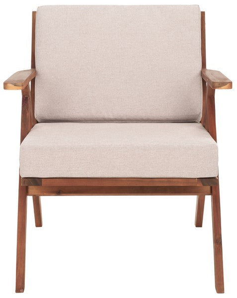 Dryad Outdoor Arm Chair – Acacia Wood Patio Chair with Light Grey Cushions