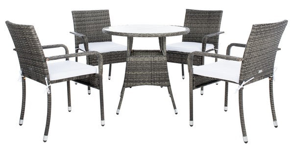 Laina 3-Piece Bistro Set with Wicker Chairs and Round Dining Table