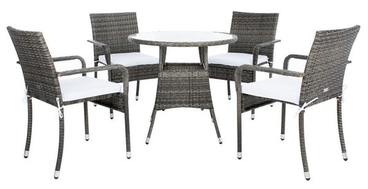 Laina 3-Piece Bistro Set with Wicker Chairs and Round Dining Table