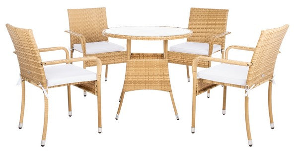 Laina 3-Piece Bistro Set with Wicker Chairs and Round Dining Table