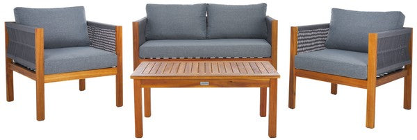 Wilson 4-Piece Acacia Wood Outdoor Living Set with Rope Detailing