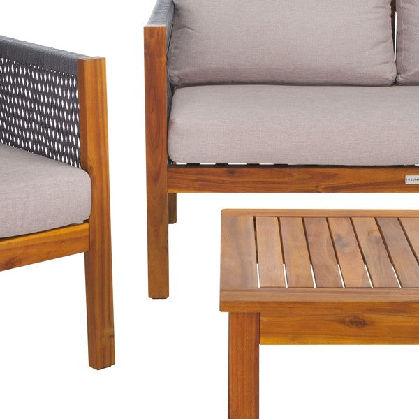 Wilson 4-Piece Acacia Wood Outdoor Living Set with Rope Detailing