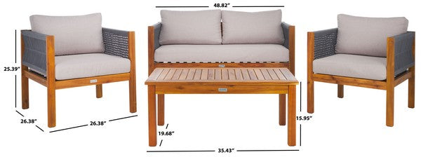 Wilson 4-Piece Acacia Wood Outdoor Living Set with Rope Detailing
