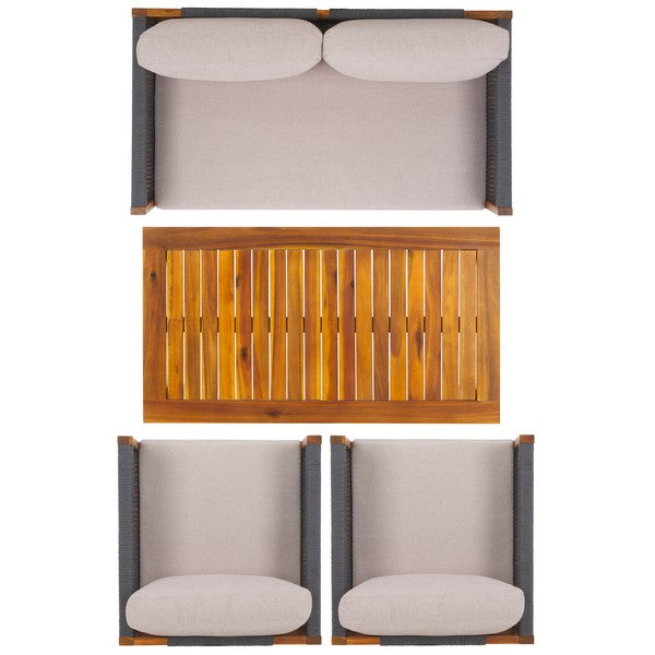 Wilson 4-Piece Acacia Wood Outdoor Living Set with Rope Detailing