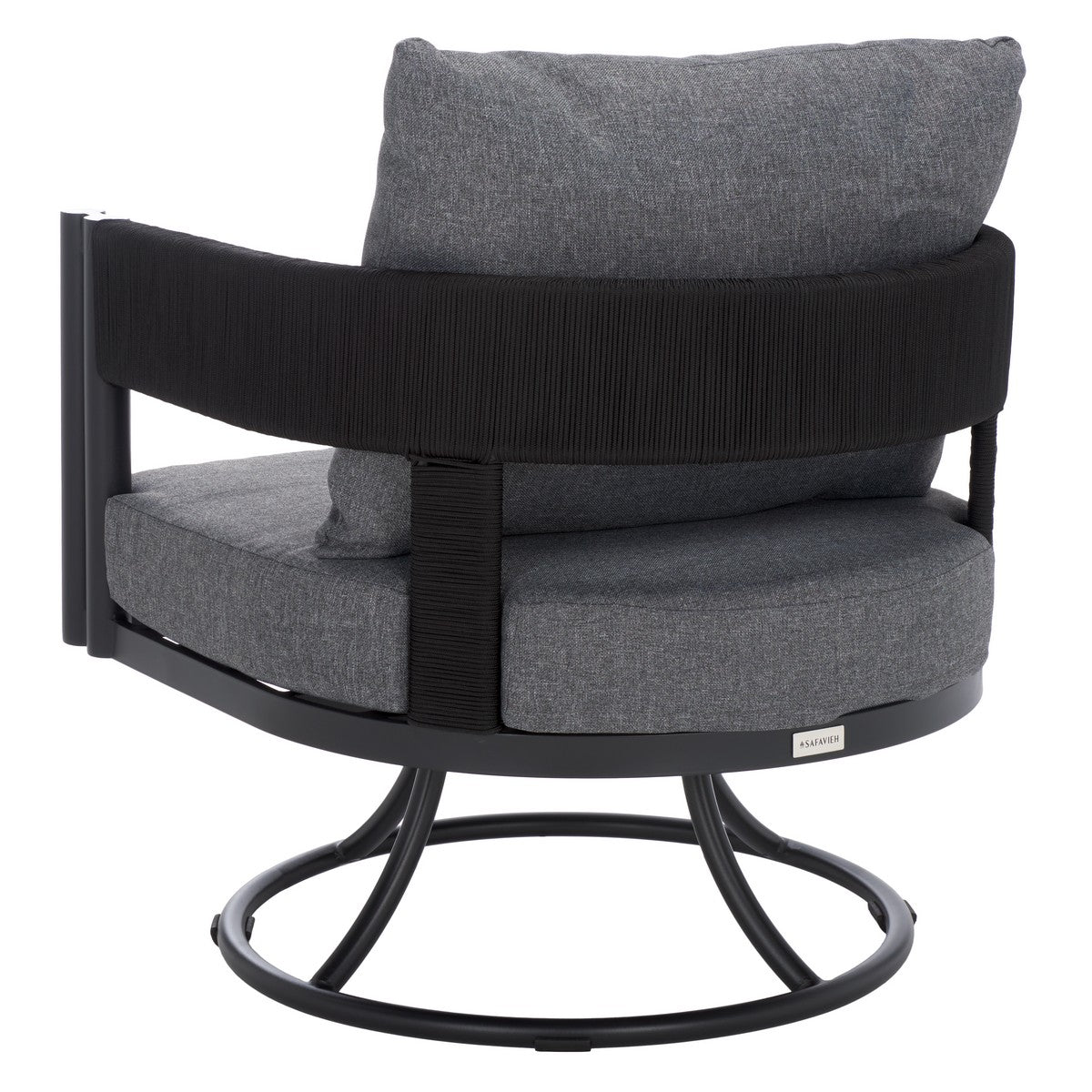 Viola Swivel Chair – Rope & Steel Outdoor Lounge Chair with Cushions