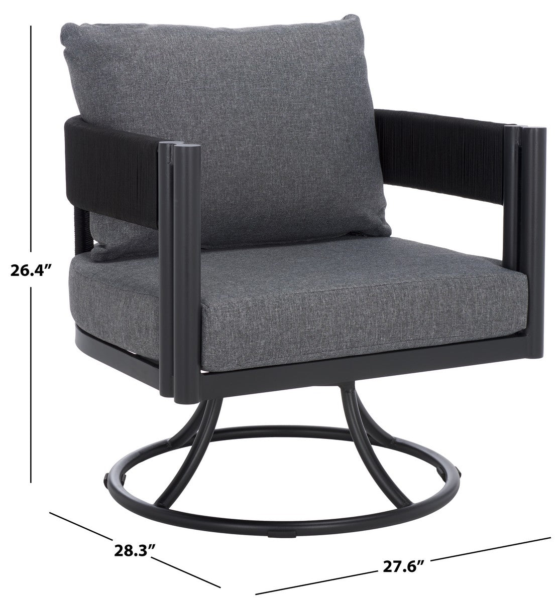 Viola Swivel Chair – Rope & Steel Outdoor Lounge Chair with Cushions