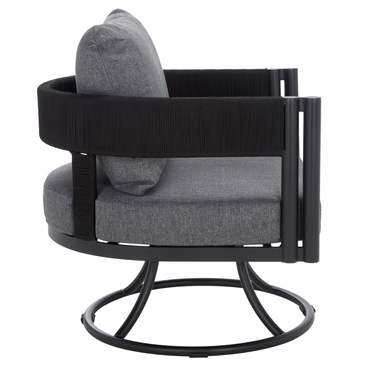 Viola Swivel Chair – Rope & Steel Outdoor Lounge Chair with Cushions