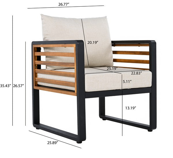 Baker 4 Piece Living Set – Modern Outdoor Lounge in Steel & Acacia