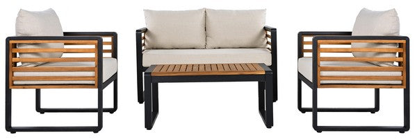 Baker 4 Piece Living Set – Modern Outdoor Lounge in Steel & Acacia