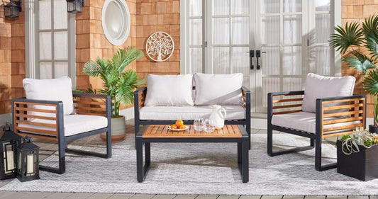 Baker 4 Piece Living Set – Modern Outdoor Lounge in Steel & Acacia