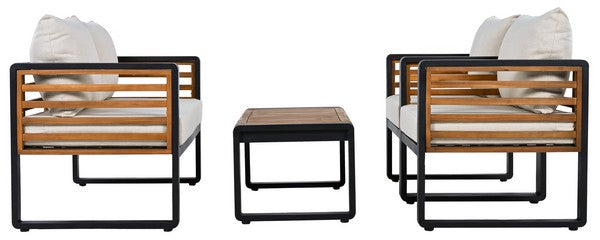 Baker 4 Piece Living Set – Modern Outdoor Lounge in Steel & Acacia