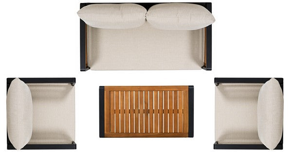 Baker 4 Piece Living Set – Modern Outdoor Lounge in Steel & Acacia