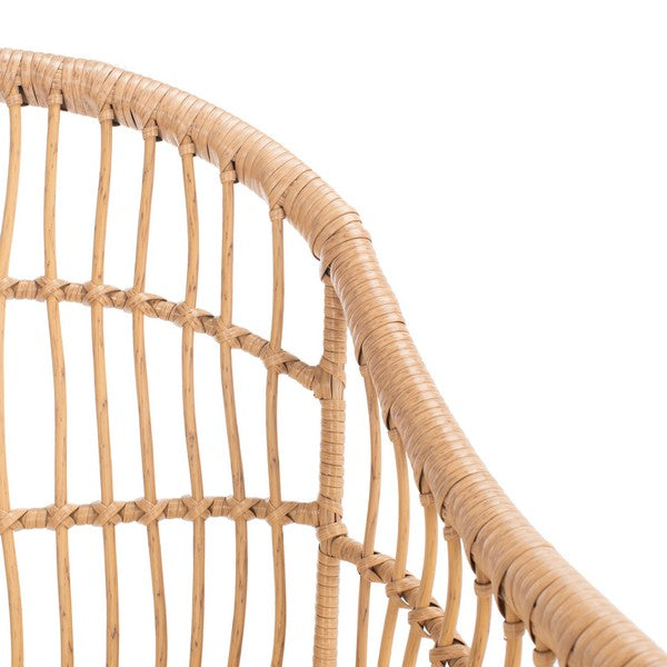 Genser 7 Piece Outdoor Dining Set – Woven Rattan Chairs with Glass-Top Table