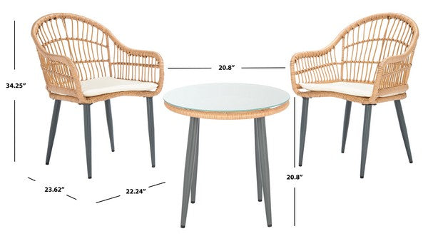 Berlen 3 Piece Lounger Set – Woven Rattan Outdoor Lounge Chairs