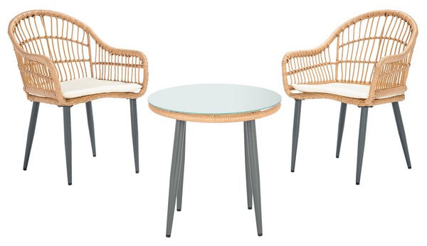 Berlen 3 Piece Lounger Set – Woven Rattan Outdoor Lounge Chairs