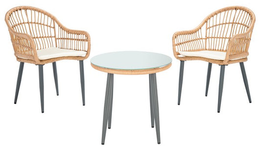 Berlen 3 Piece Lounger Set – Woven Rattan Outdoor Lounge Chairs