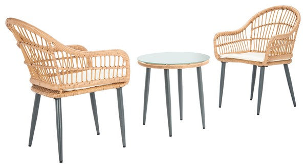 Berlen 3 Piece Lounger Set – Woven Rattan Outdoor Lounge Chairs