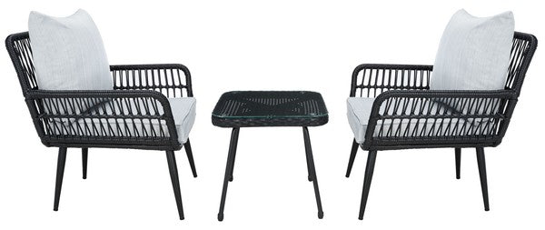 Londyn 3 Piece Outdoor Lounge Set – Wicker Armchairs with Accent Table