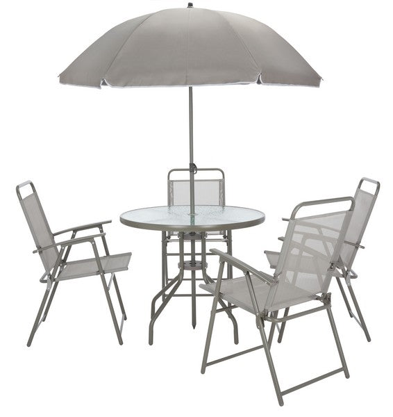 Monico 5-Piece Outdoor Dining Set with Foldable Chairs and Umbrella