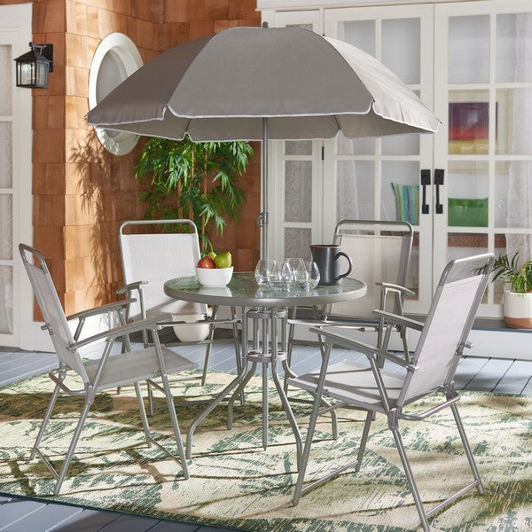Monico 5-Piece Outdoor Dining Set with Foldable Chairs and Umbrella