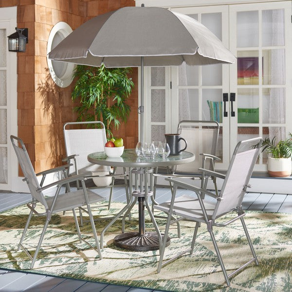 Monico 5-Piece Outdoor Dining Set with Foldable Chairs and Umbrella