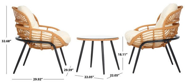 Mott 3 Piece Patio Set – Rattan Accent Chairs & Side Table