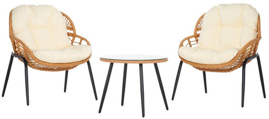 Mott 3 Piece Patio Set – Rattan Accent Chairs & Side Table