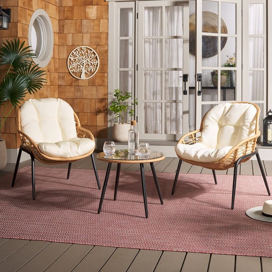 Mott 3 Piece Patio Set – Rattan Accent Chairs & Side Table