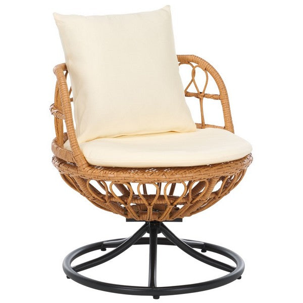 Colby 3 Piece Outdoor Set – Swivel Rattan Chairs & Side Table