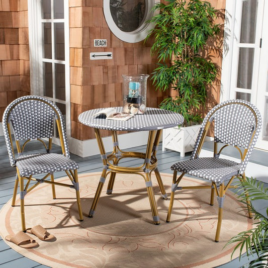Salcha 3 Piece Outdoor Bistro Set – Wicker Chairs & Round Table