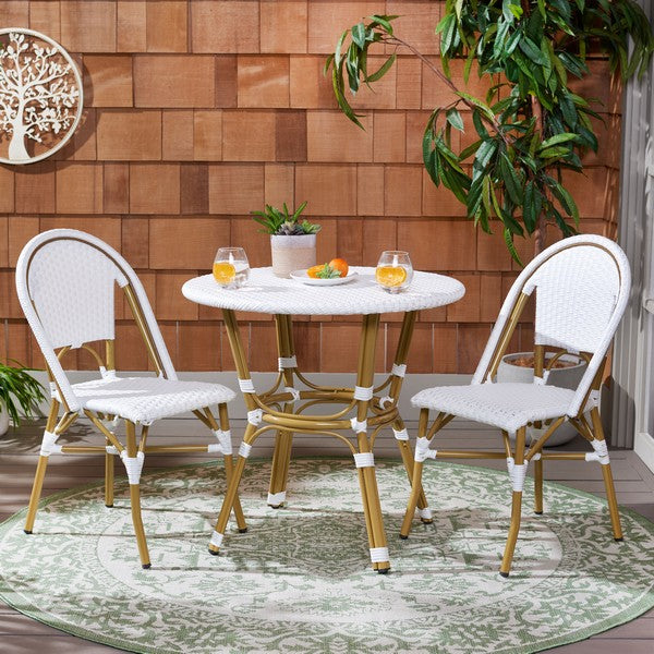 Salcha 3 Piece Outdoor Bistro Set – Wicker Chairs & Round Table