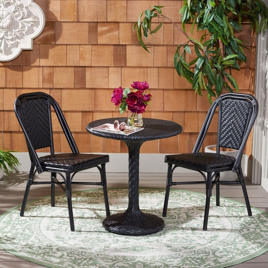 Daria 3-Piece Outdoor Bistro Set – PE Wicker Chairs & Table