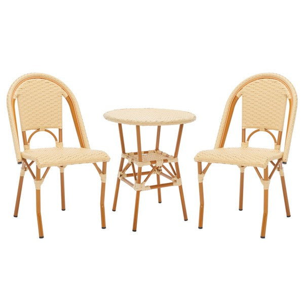 California 3 Piece Bistro Set – Woven Outdoor Chairs & Matching Table