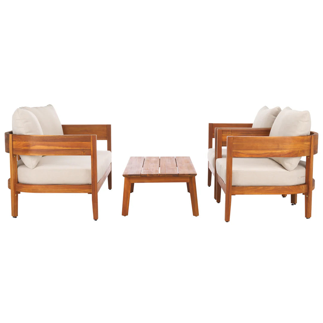 Theo 4 Piece Outdoor Set – Modern Teak Wood Outdoor Lounge with Cushions