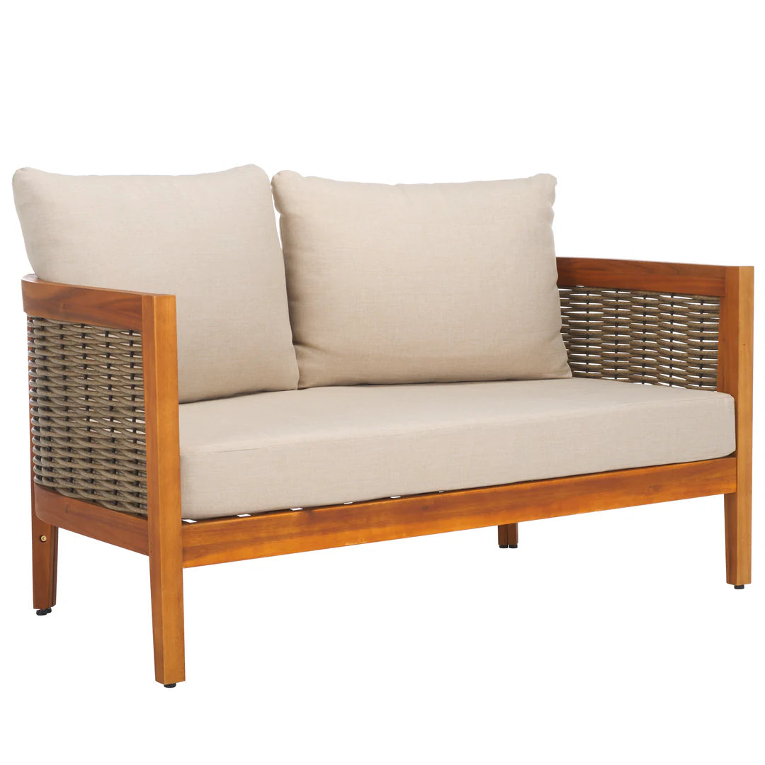 Amanda 4 Piece Outdoor Set – Acacia Wood Patio Lounge with Cushions