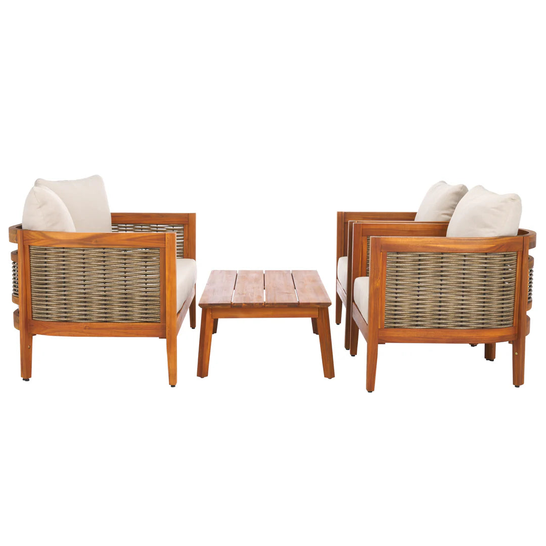 Amanda 4 Piece Outdoor Set – Acacia Wood Patio Lounge with Cushions
