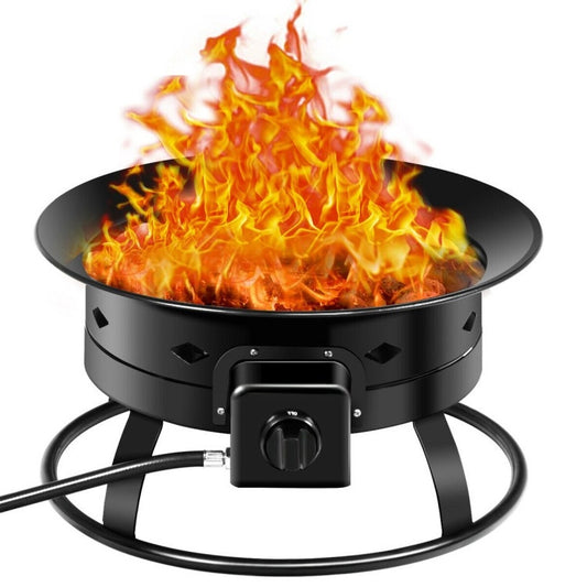 Portable Outdoor Black Metal Propane Fire Pit
