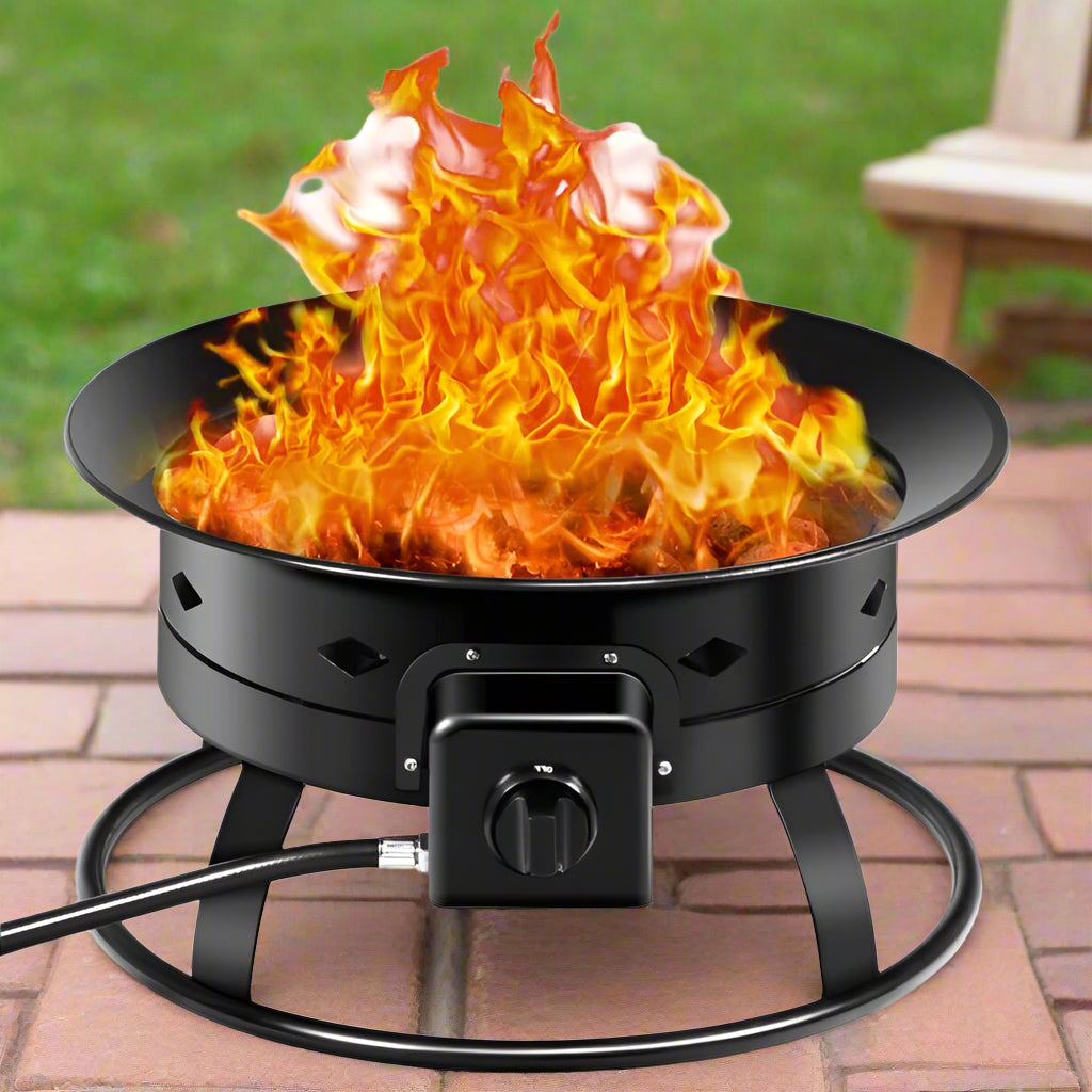 Portable Outdoor Black Metal Propane Fire Pit