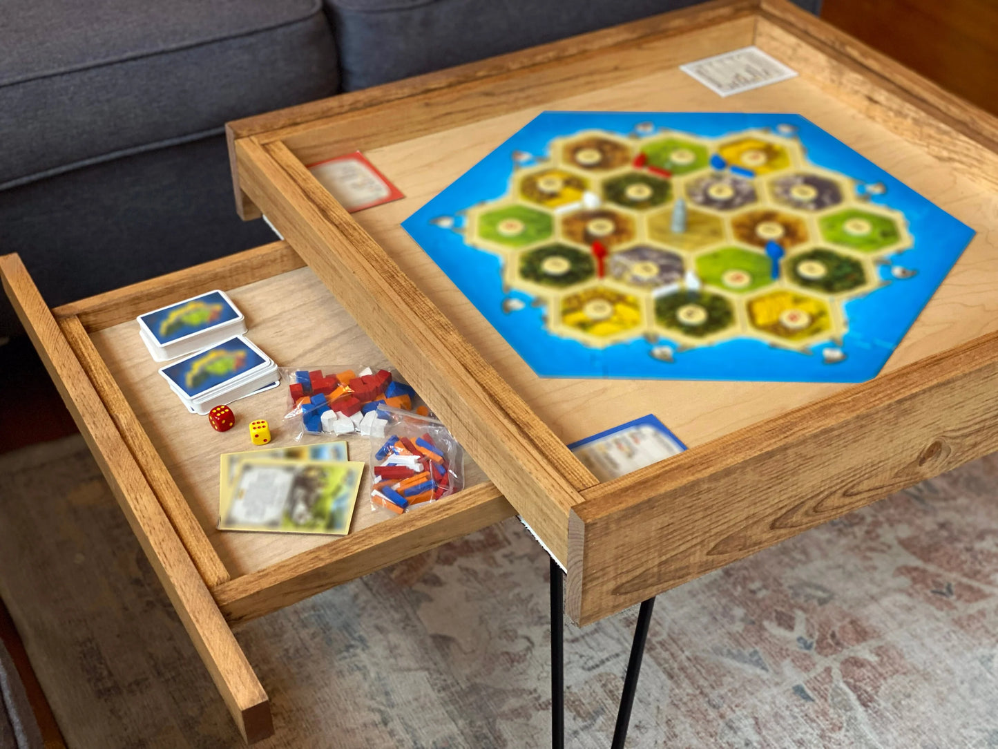 Rustic BYO Board Game Table with Removable Tempered Glass