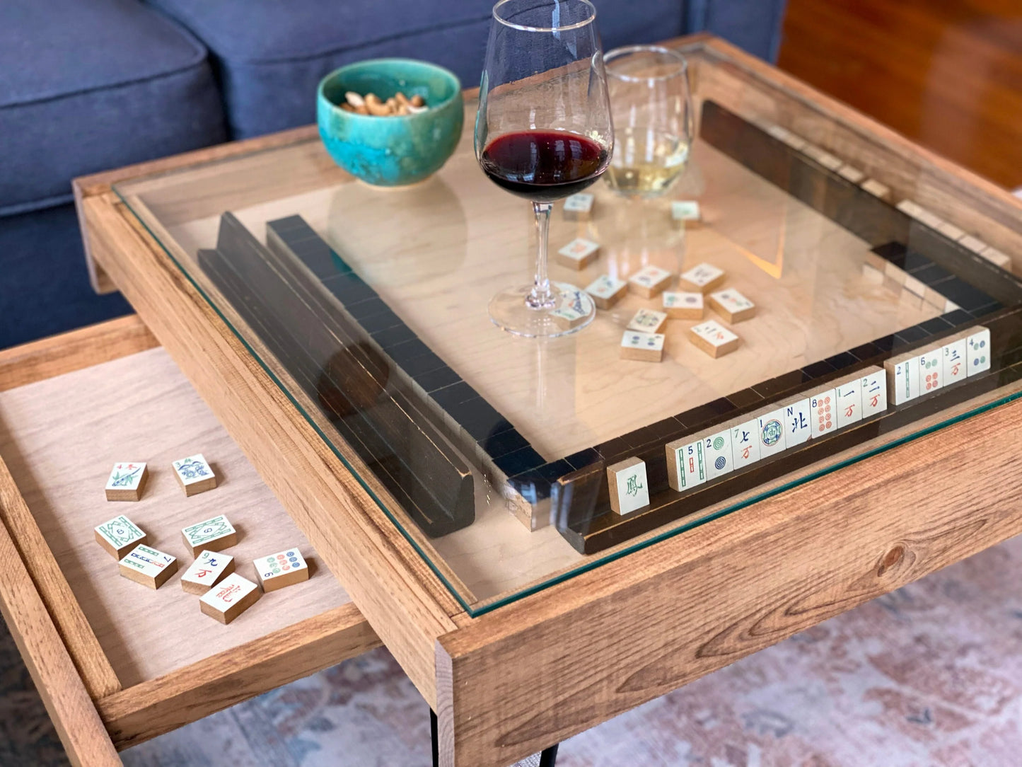 Rustic BYO Board Game Table with Removable Tempered Glass