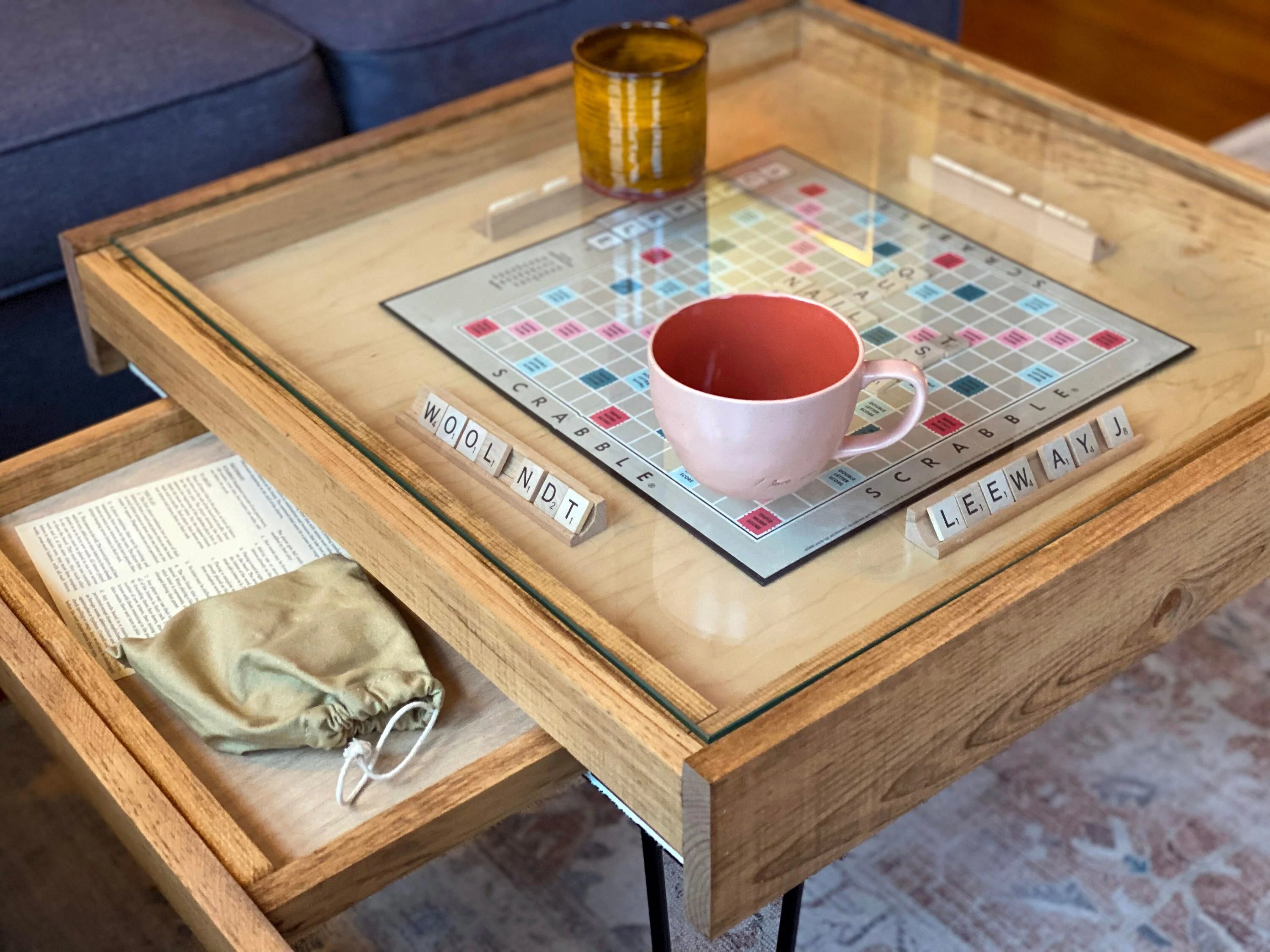 Rustic BYO Board Game Table with Removable Tempered Glass