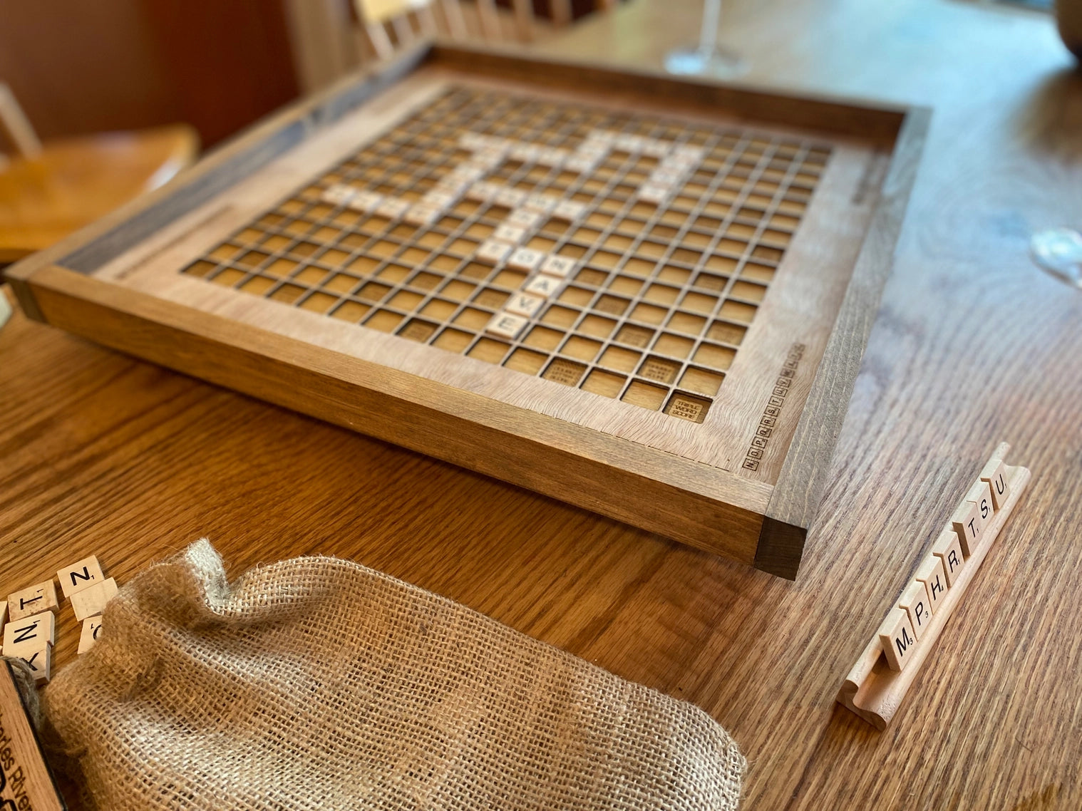Rustic Rotating Scrabble Board