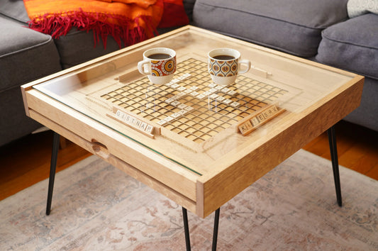 Rustic Scrabble Coffee Table Handcrafted Game Table