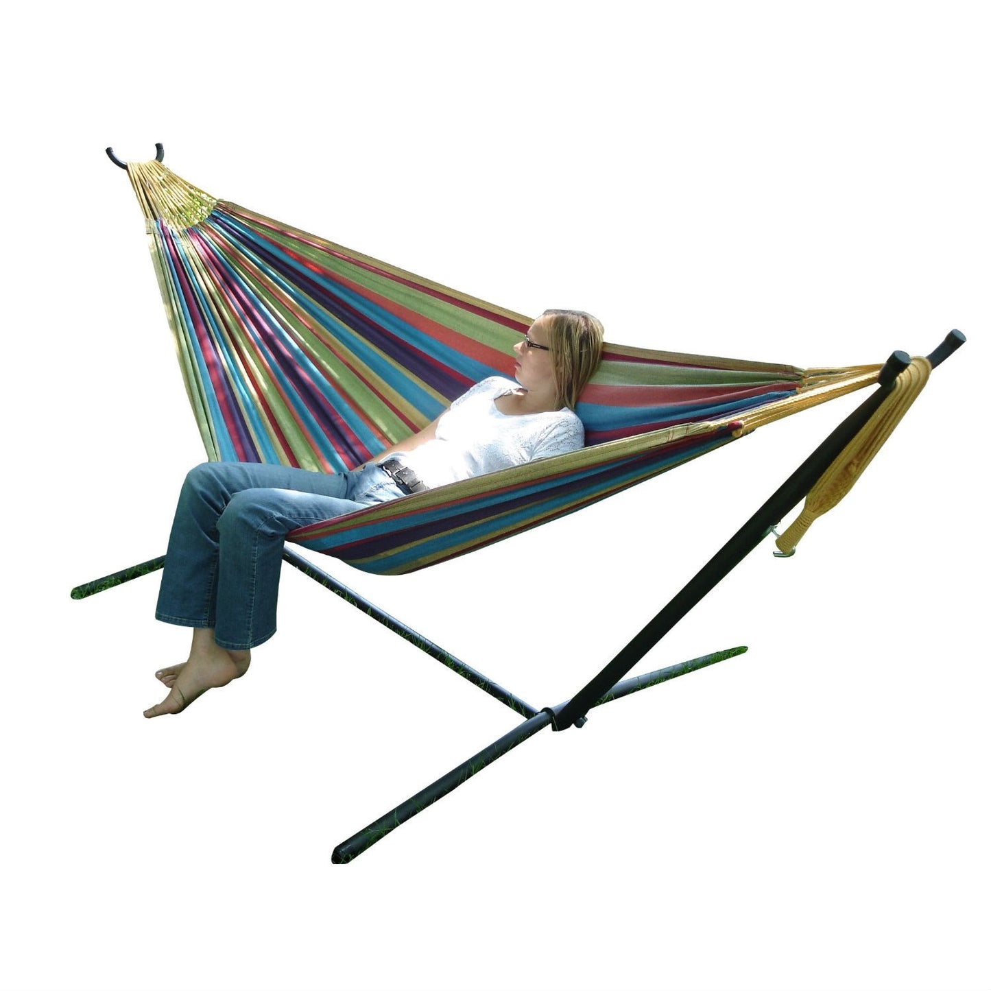 Tropical Cotton Double Hammock 9-Foot Stand