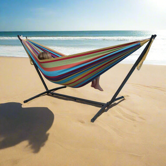 Tropical Cotton Double Hammock 9-Foot Stand