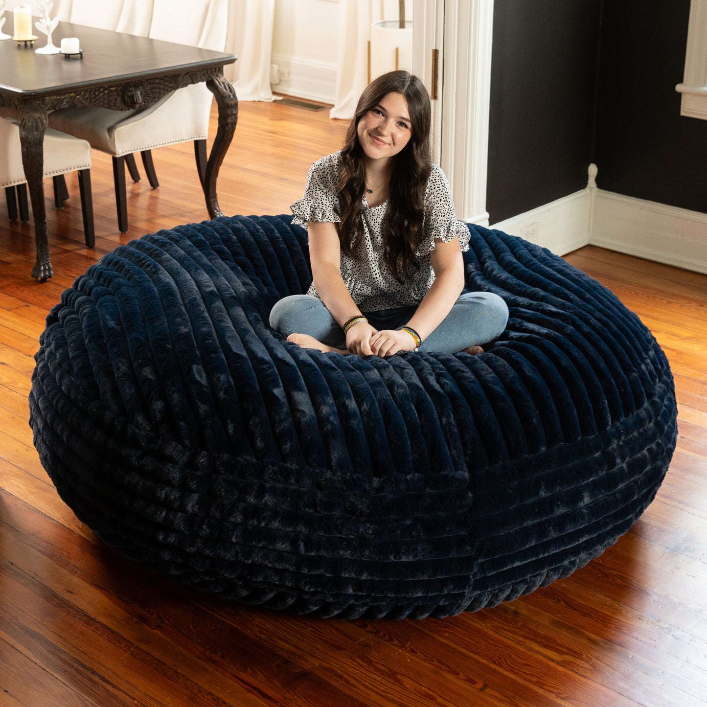 Premium Luxe Faux Fur Cocoon Large Bean Bag Chair