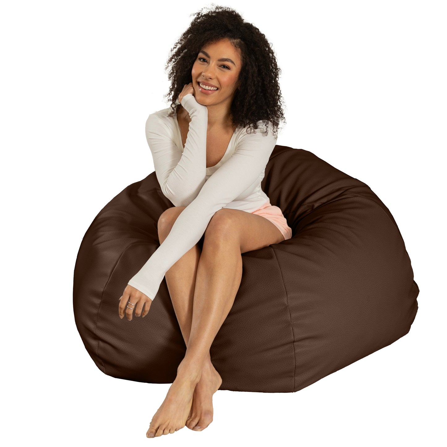 Faux Leather Foam Bean Bag Chair