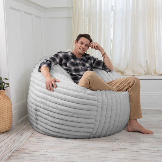 Luxe Faux Fur Bean Bag Chair -Striped